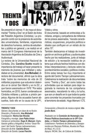 Treinta y dos: un documental de muchos tiempos